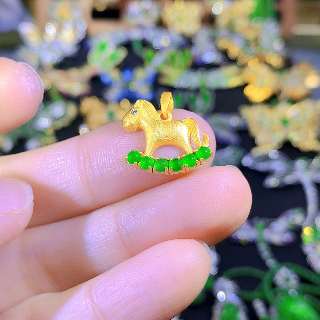 吊坠(不含链)银S925镶嵌翡翠