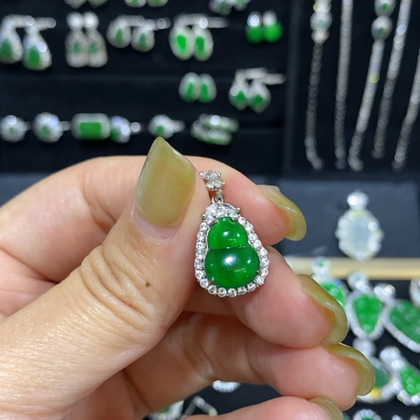 【闪购商品】翡翠银S925镀金镶嵌吊坠(不含链)