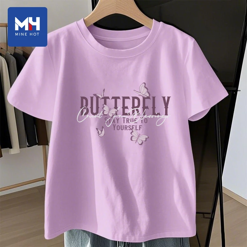 唐狮集团MH短袖女t恤2025新款夏季白色宽松半袖纯棉大码正肩上衣H