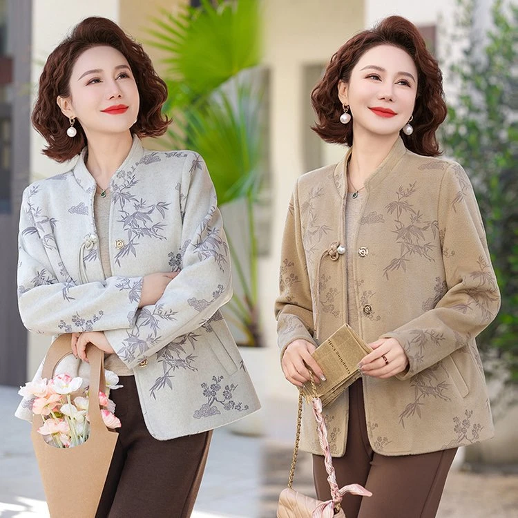 妈妈春装新中式国风外套女2025新款洋气中老年人春秋季唐装上衣服