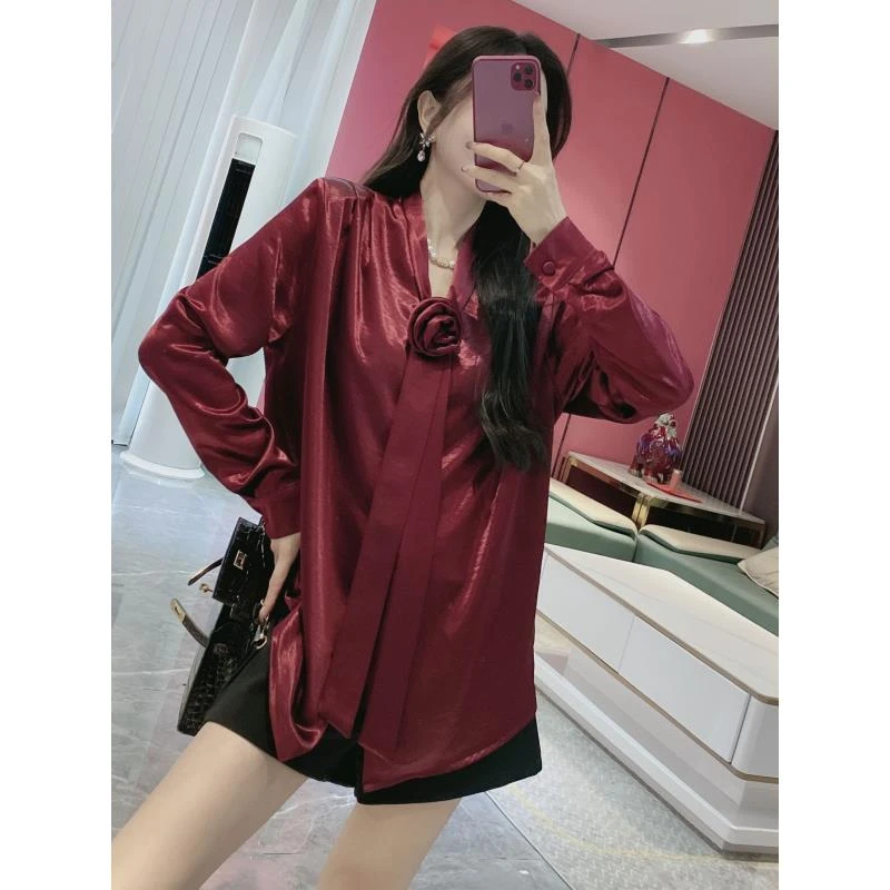 Y【金皇橦颜】复古宽松花朵小众衬衫（SJ）2778