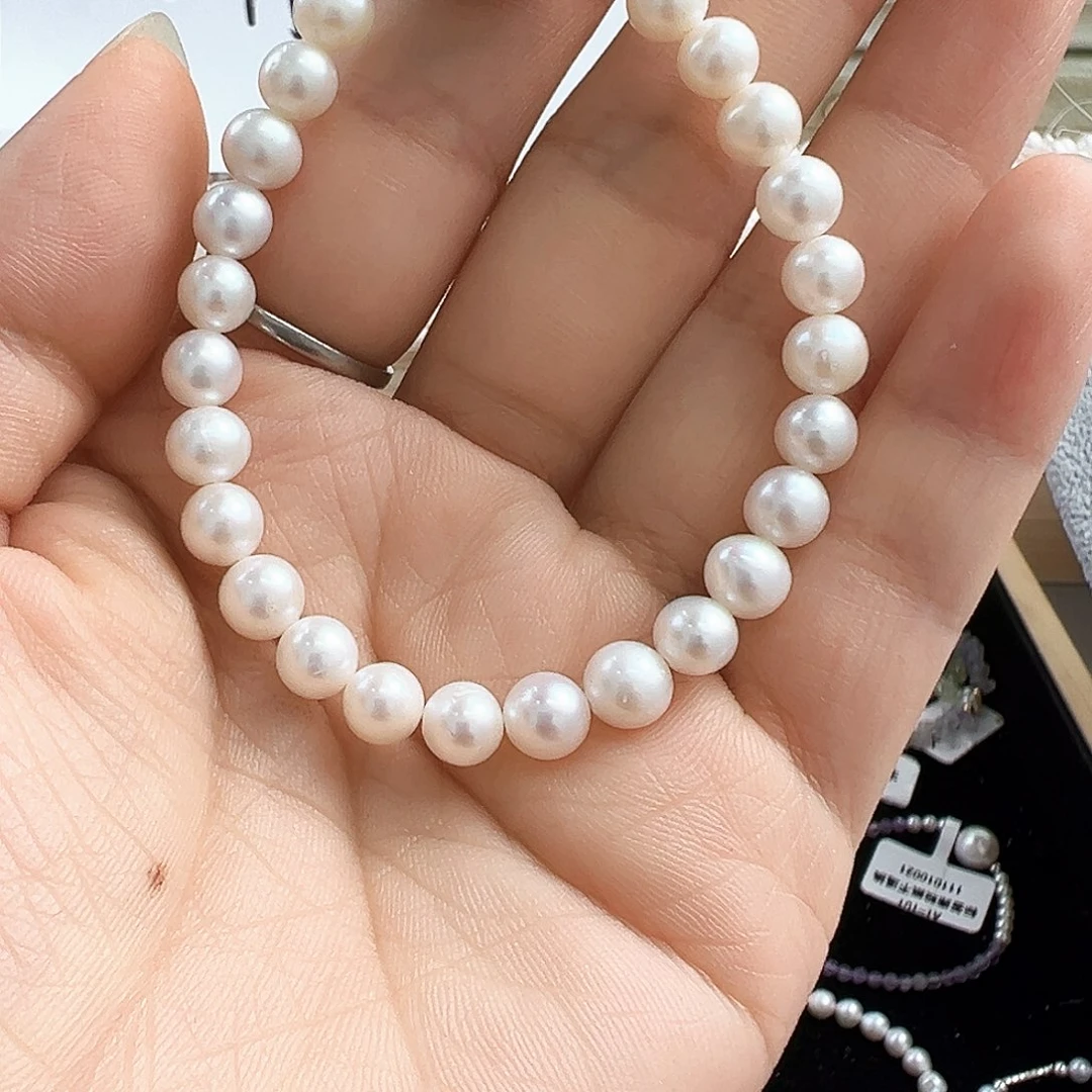 淡水珍珠手镯银S925镶嵌