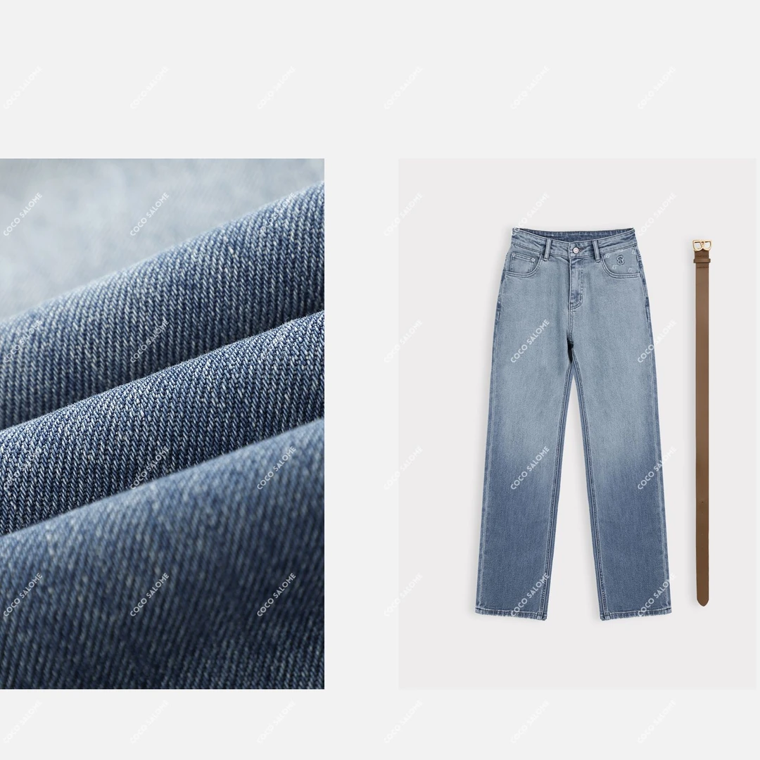 安安推荐【巴家浅蓝】2024新款含棉水洗微弹直筒牛仔裤KSB1658