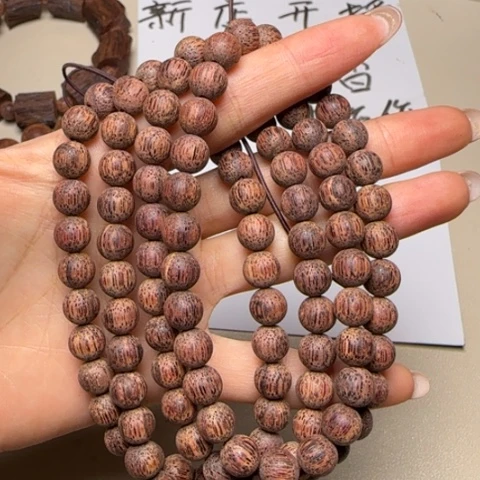 藤类降真香白油圆珠0.8*108多圈手串