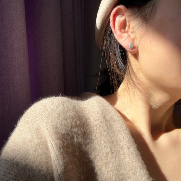 925银耳饰 925纯银耳钉 大豆 纯银百搭少女简约耳钉