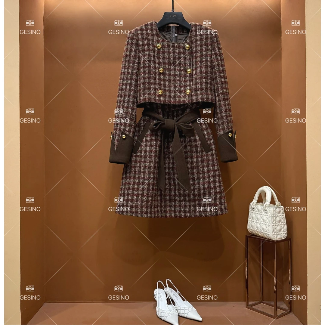 秋季小香风法式时尚短款外套轻奢毛呢女QD-2024802