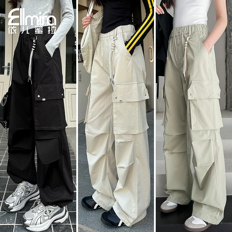 9045女童工装裤春装儿童长裤运动裤宽松2025新款洋气大童裤子潮流