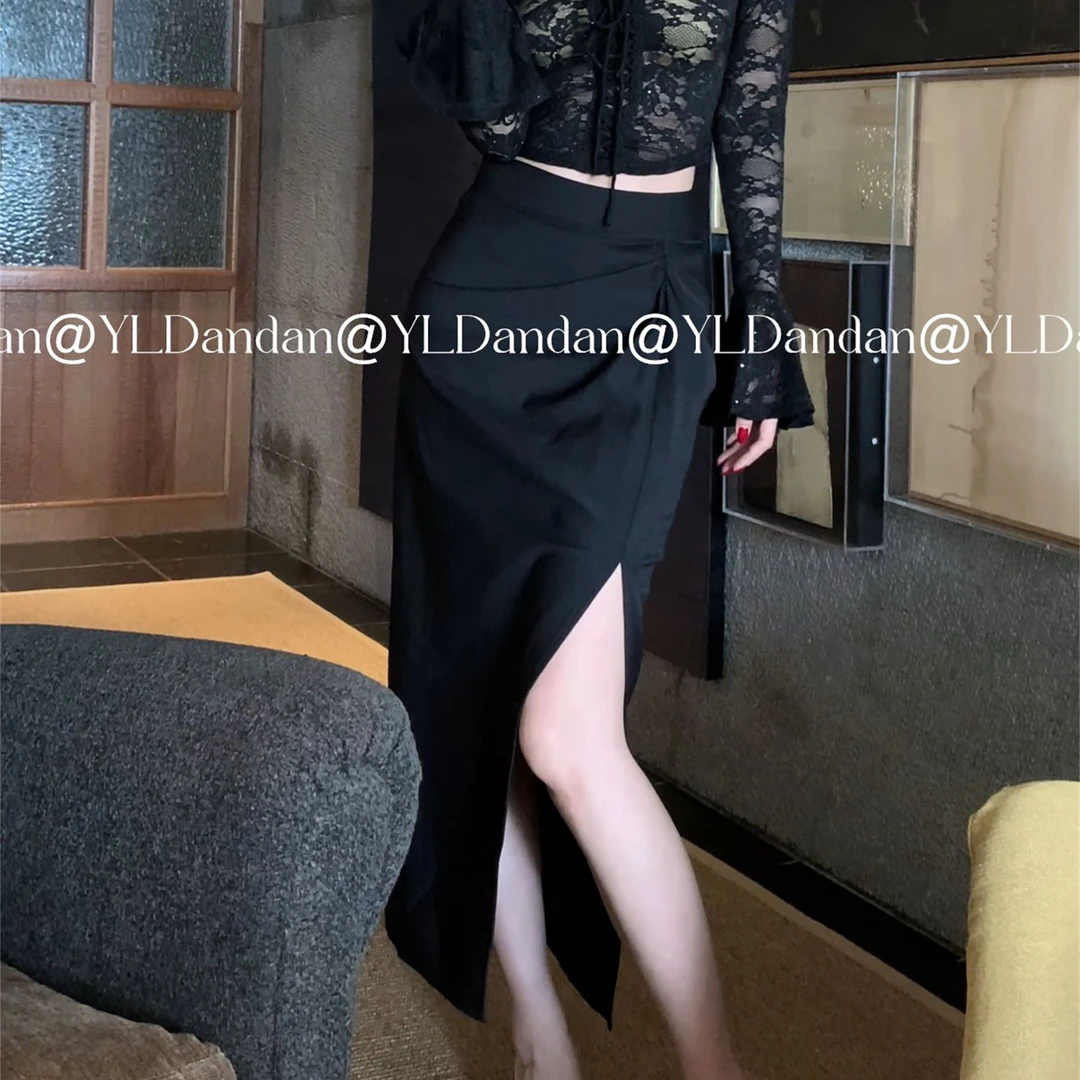 @yldandan|詹娜巴黎街头性感高腰修身简约设计复古老钱风半身裙