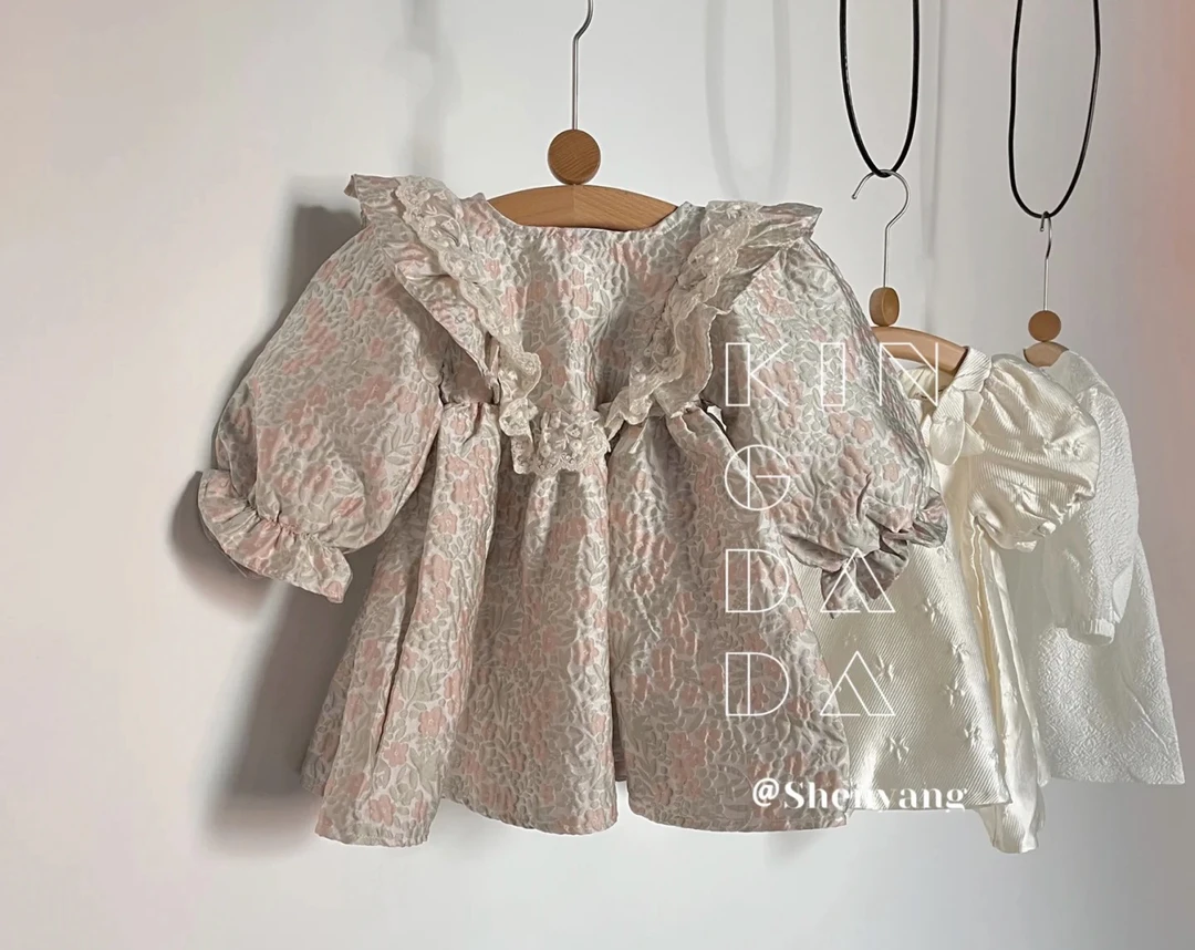 宫廷风小童拼花边碎花连衣裙2101