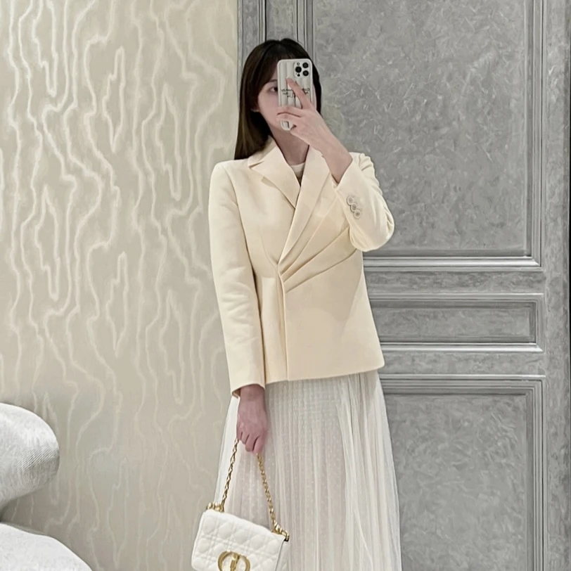 99新 DIOR/迪奥 2cc400/翻领带腰带长袖夹克外套 棉 36码