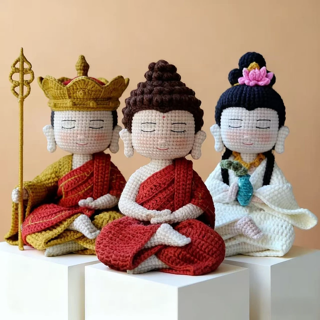 正版原创观音菩萨地藏王佛陀手工diy毛线材料包摆件编织玩偶礼物