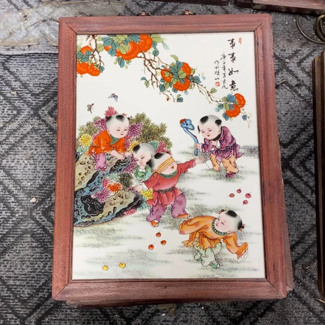 瓷片37*28 景德镇瓷板画柴窑烧制
