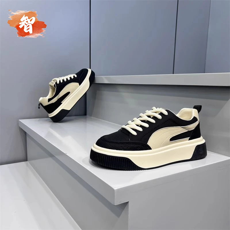 智冶2025夏季新款时尚布面透气厚底板鞋潮流百搭舒适软底休闲男鞋