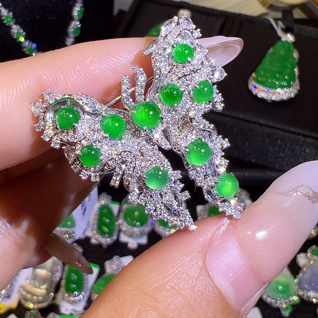 翡翠18K金镶嵌吊坠(不含链)三用款