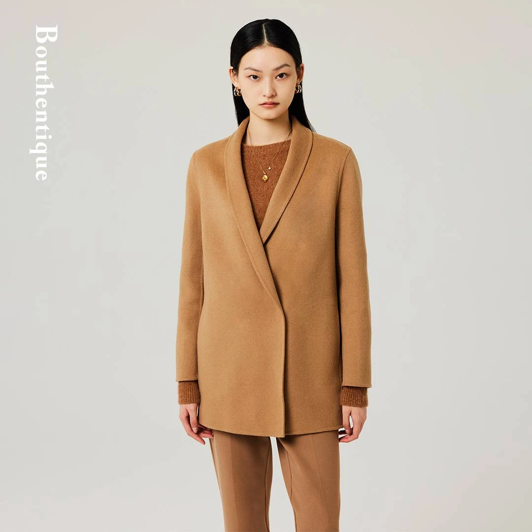 Bouthentique毛绒混纺知性内敛呢料外套223451E1M46