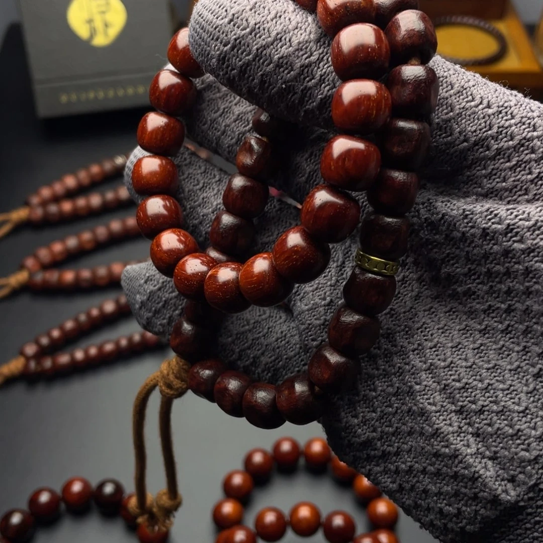 米***田手串/手链小叶紫檀藏传手持+11/12老型珠无胶无油无蜡