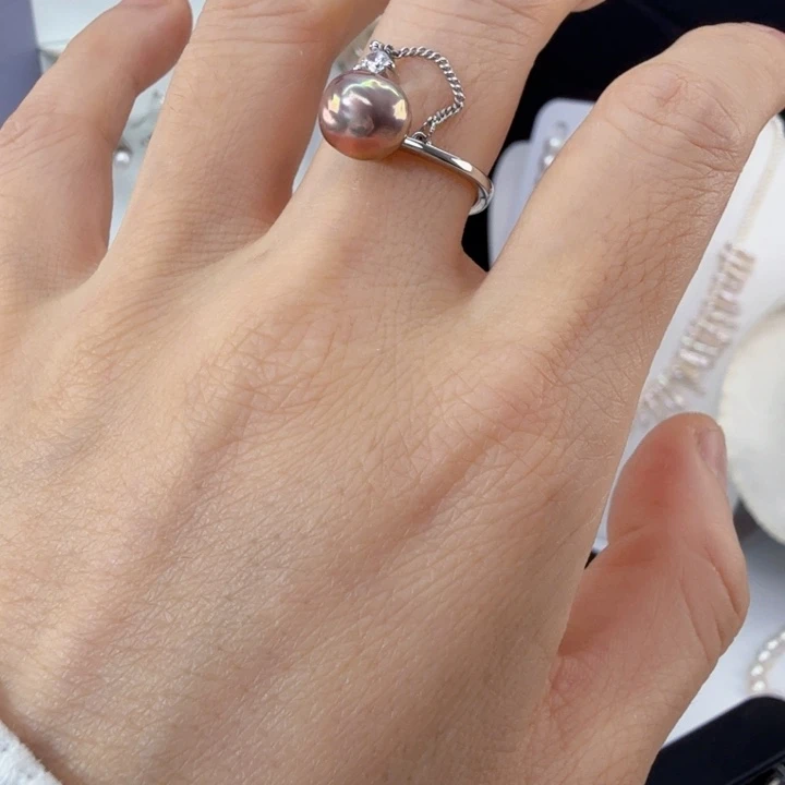 用***6银S925镶嵌淡水珍珠戒指