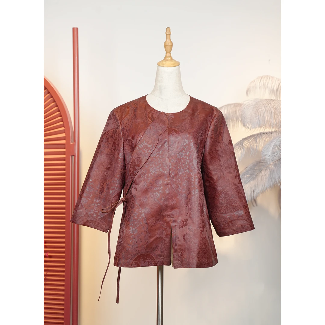 【万象有衣】妙法莲华-原创设计师款香云纱上衣7596国风复古圆领