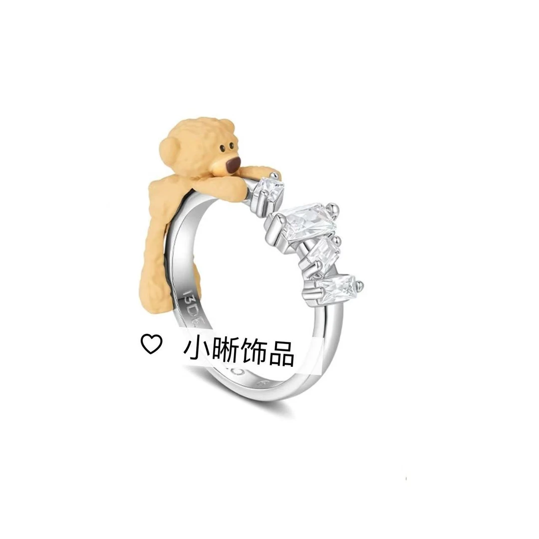 铜合金戒指 小众设计小熊开口戒指47935