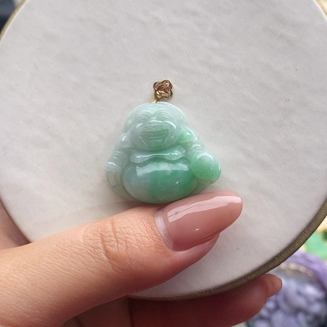 翡翠18K金镶嵌吊坠(不含链)