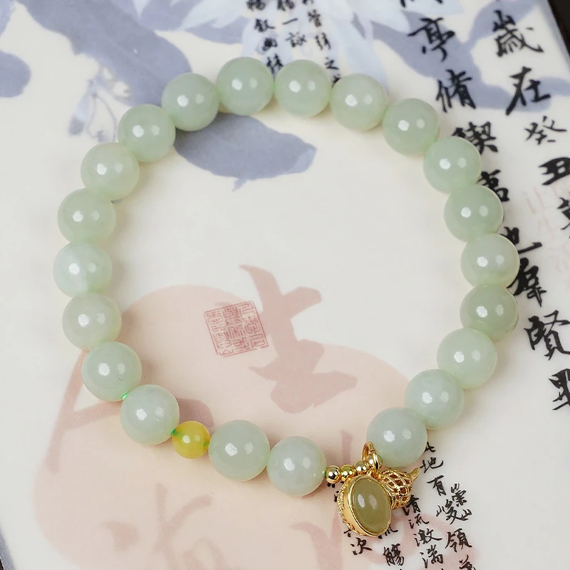 天然和田玉葫芦吊坠手链-8687