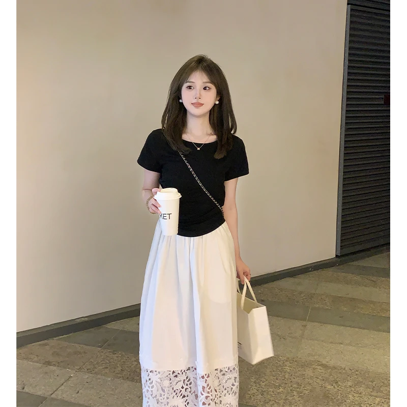 FUGUI RICH小个子t恤女夏季新款百搭圆领套头纯色上衣 26251T8880