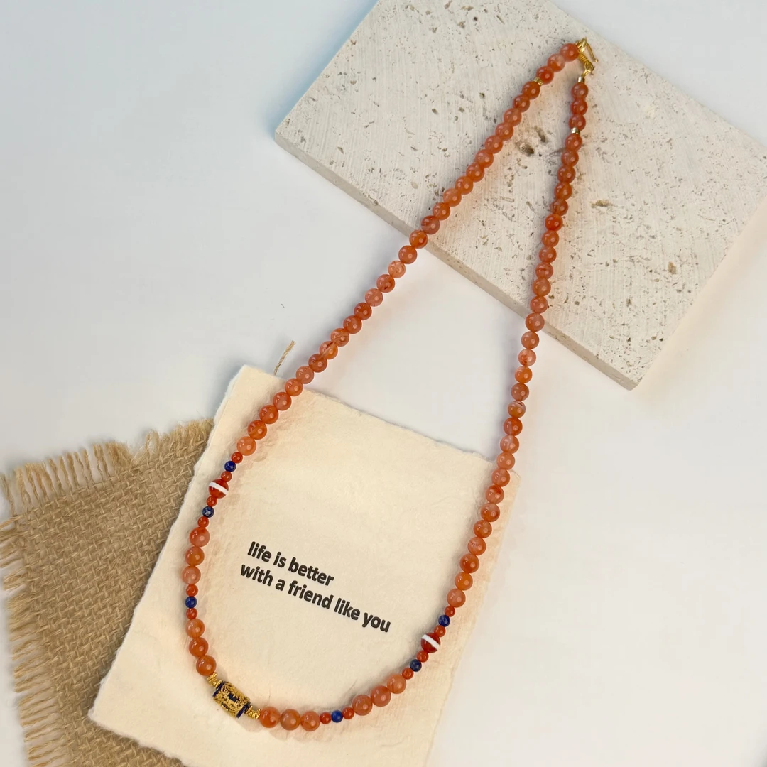 原创设计S925银新中式南红手工串珠长链高雅百搭女士项链链子颈链