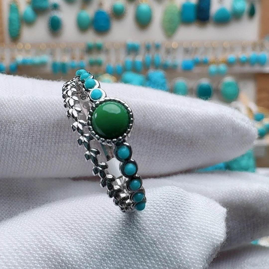 绿松石银S925镶嵌戒指