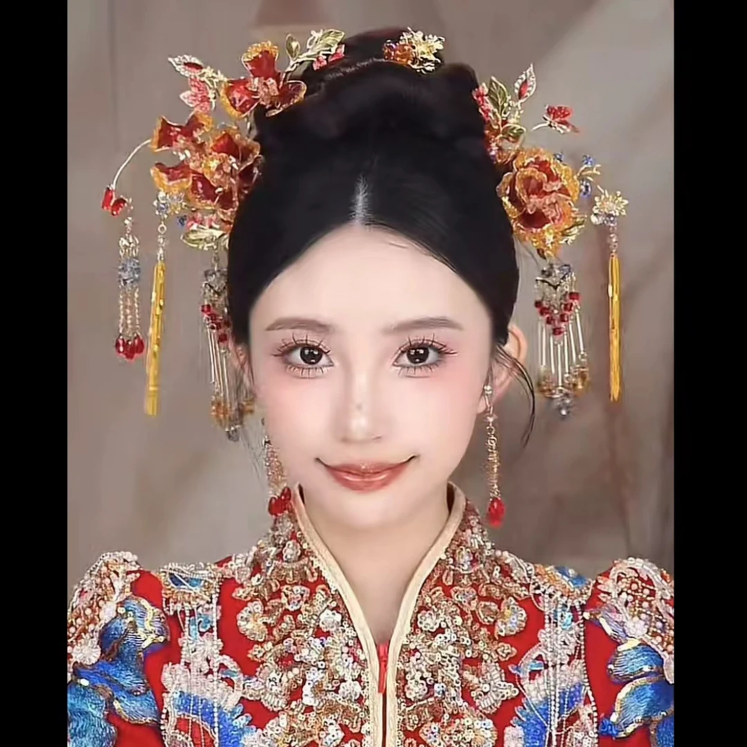 新款重工红色秀禾新中式新娘百搭结婚饰品