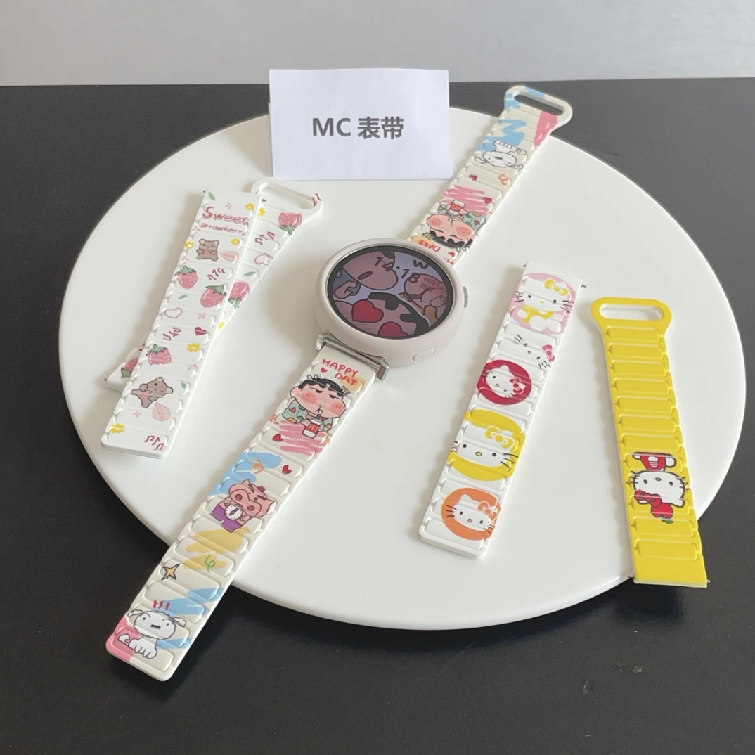 MC小新KT猫表带适用华为gt6gt5gt4小米S4硅胶磁吸腕带oppox2mini