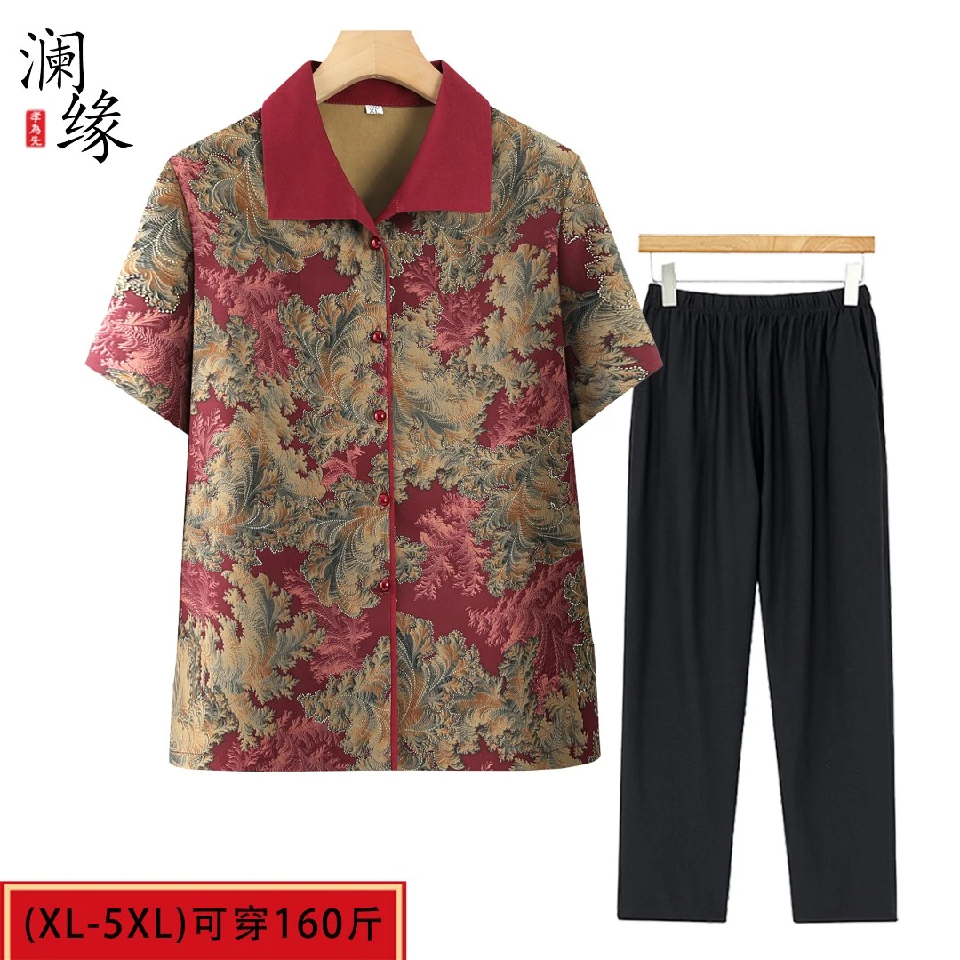 中老年人奶奶夏季衣服夏装衬衫妈妈洋气新款上衣老太太上衣服女