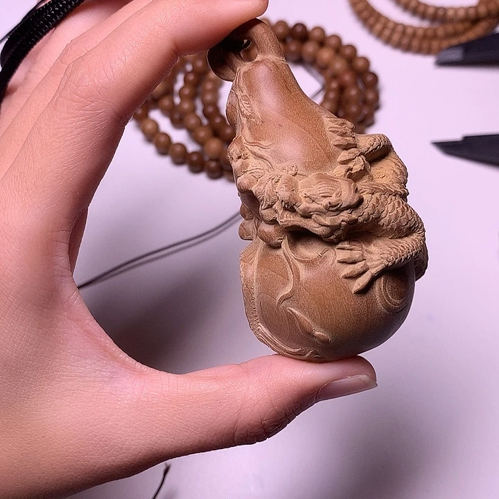 檀香木无事牌檀香盘龙葫芦