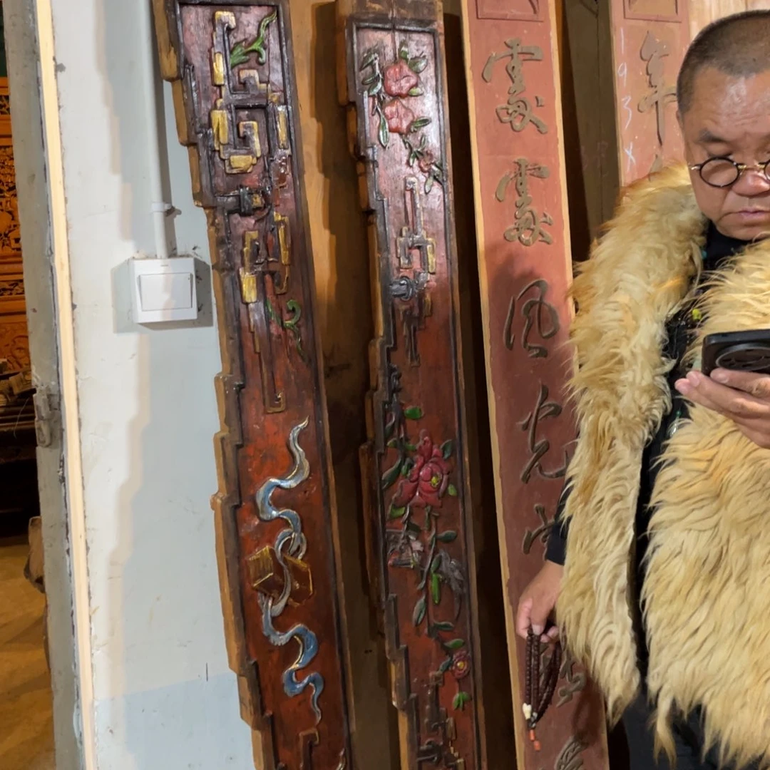 木一对精美彩绘复古