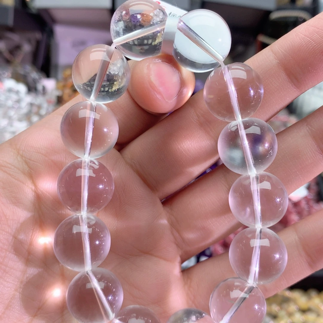 水晶手串未镶嵌笑白水晶手链16+