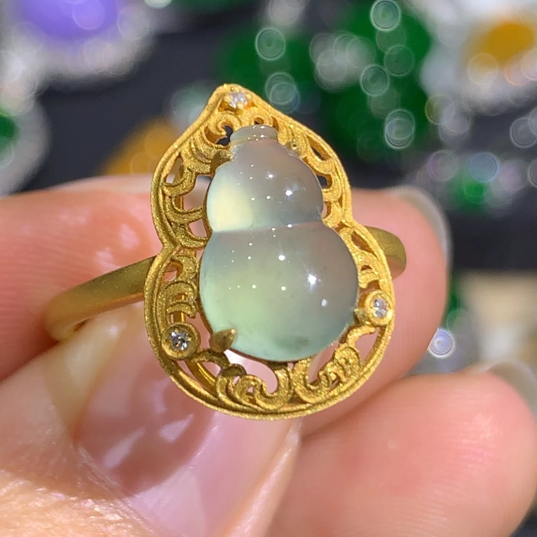 翡翠戒指18K金镶嵌8、