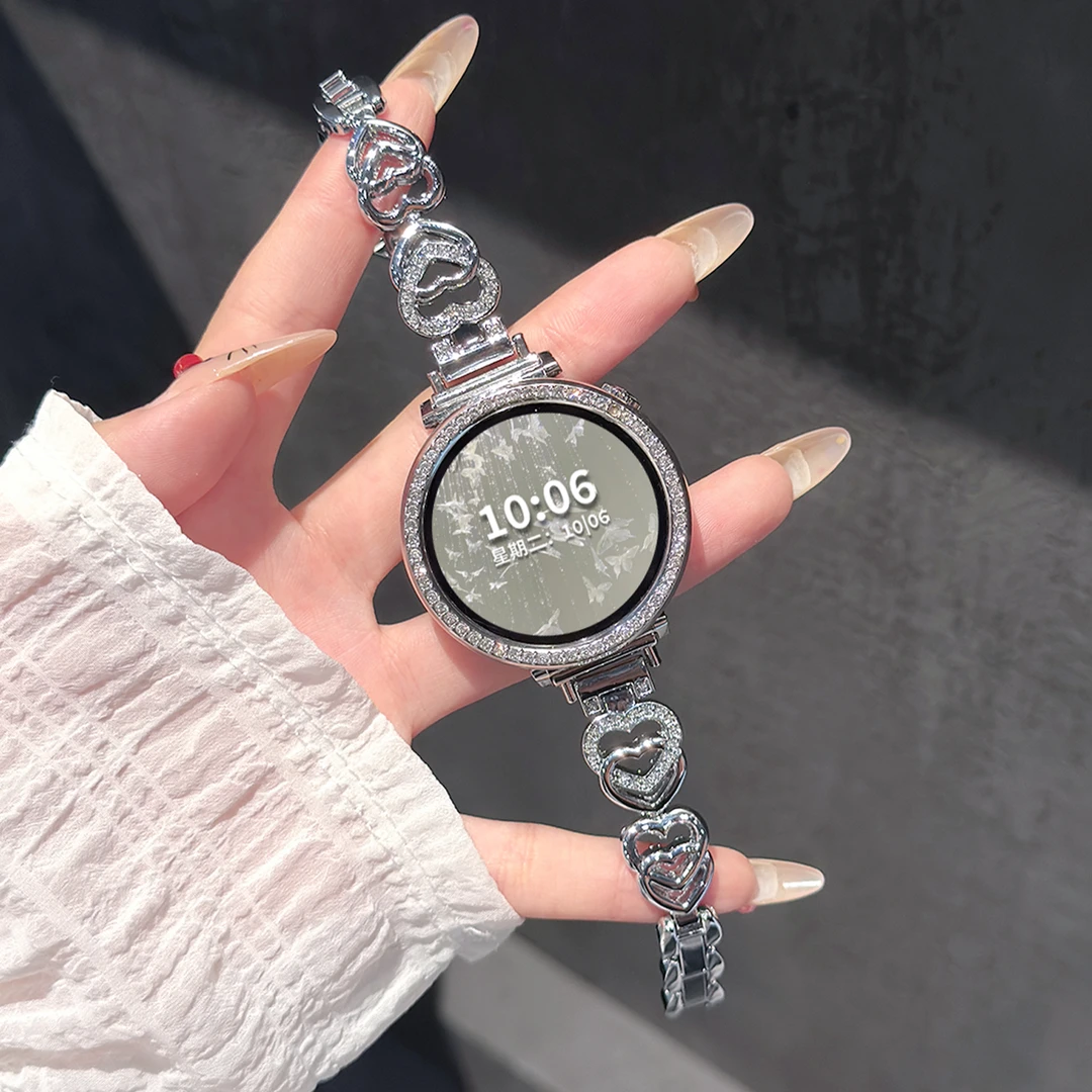 适用华为gt5/gt4表带爱心gt6镶钻gt5pro/6pro金属watch5pro腕带