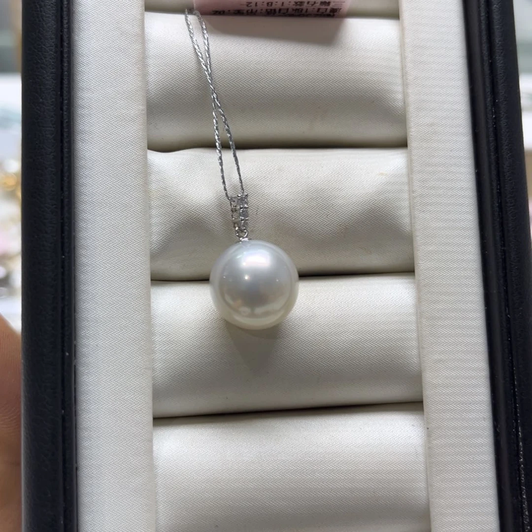 海水珍珠18K金镶嵌吊坠(不含链)12-13mm