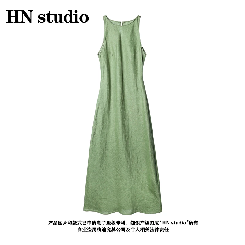 秋季新款亚麻净色时尚显瘦百搭宽松中长款HN84002