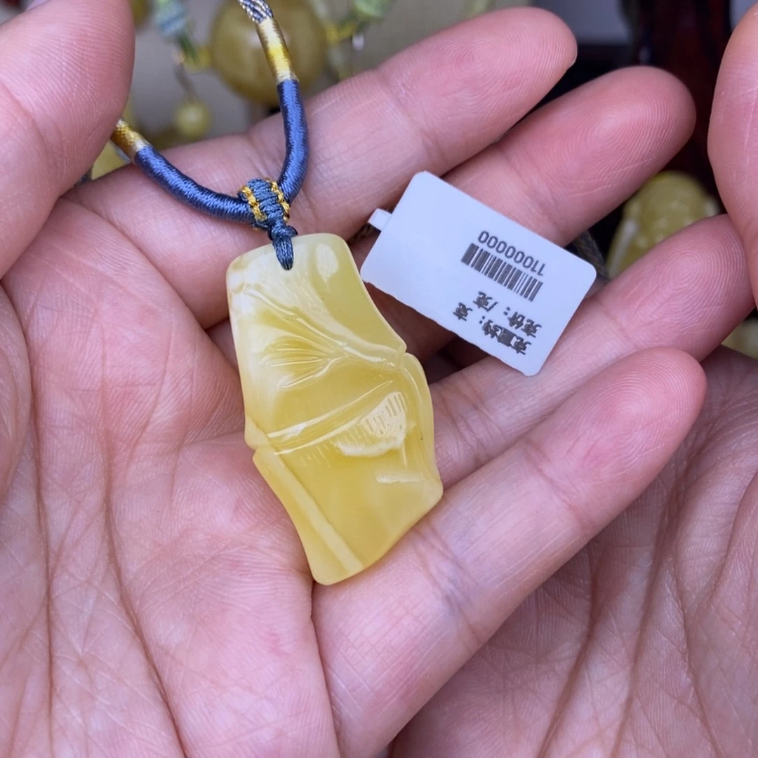 蜜蜡颈饰未镶嵌竹节 节节高升 竹报平安