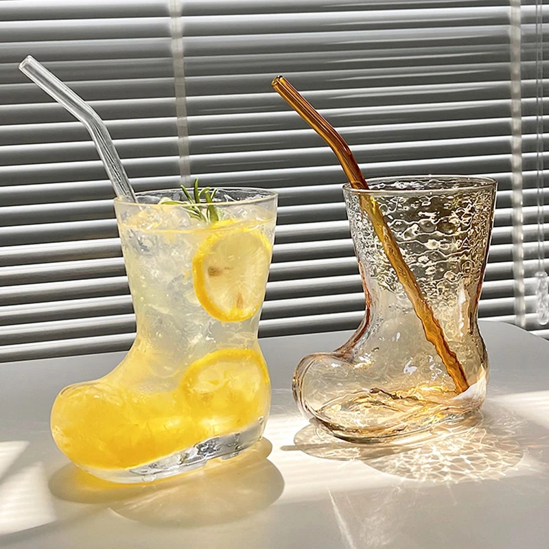 网红创意靴子玻璃杯透明个性果汁饮料啤酒杯潮流咖啡冷饮杯杯子