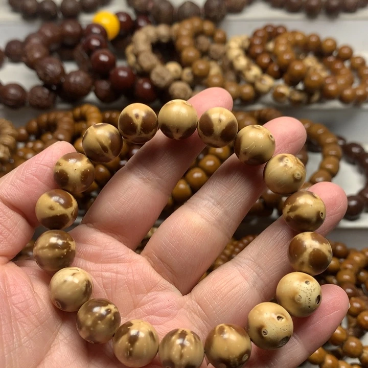 紫金鼠手串12+mm半实心花皮光珠单圈手串