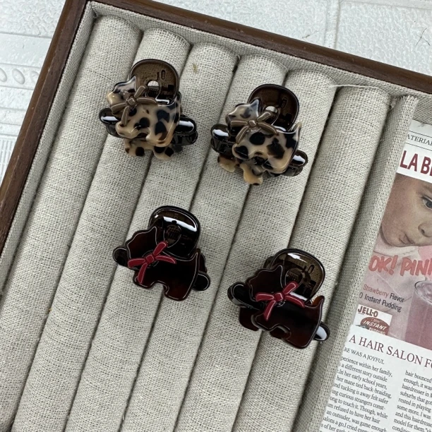 音杳F-1301新款 醋酸小狗刘海抓夹可爱精致