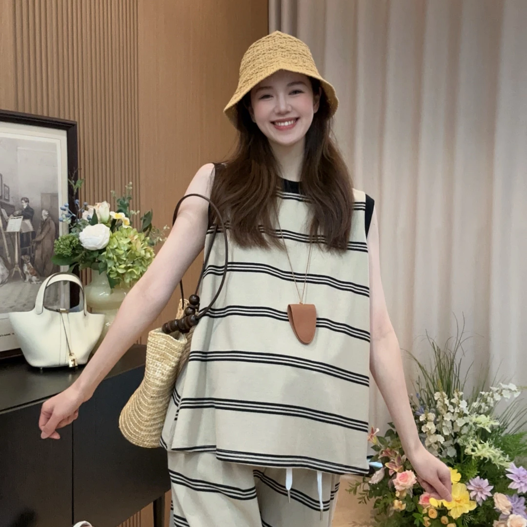 Zoey孕妇装［慵懒曼哈顿］夏季老钱风休闲简约孕妈妈可调节套装