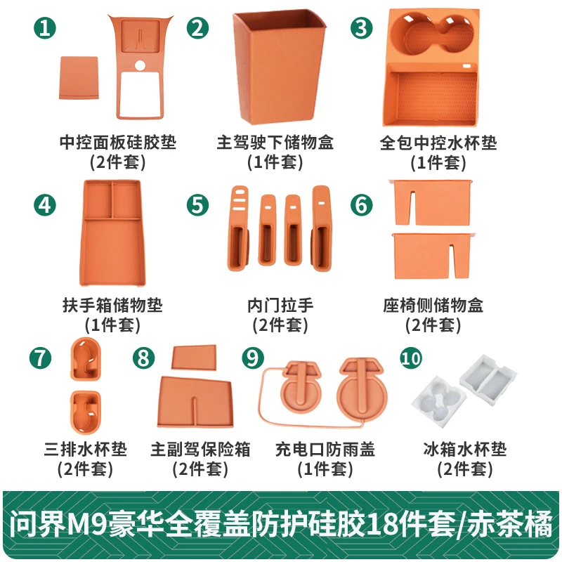 适用于24~25款问界M7M8M9无线充电垫中控排挡面板硅硅胶垫套餐