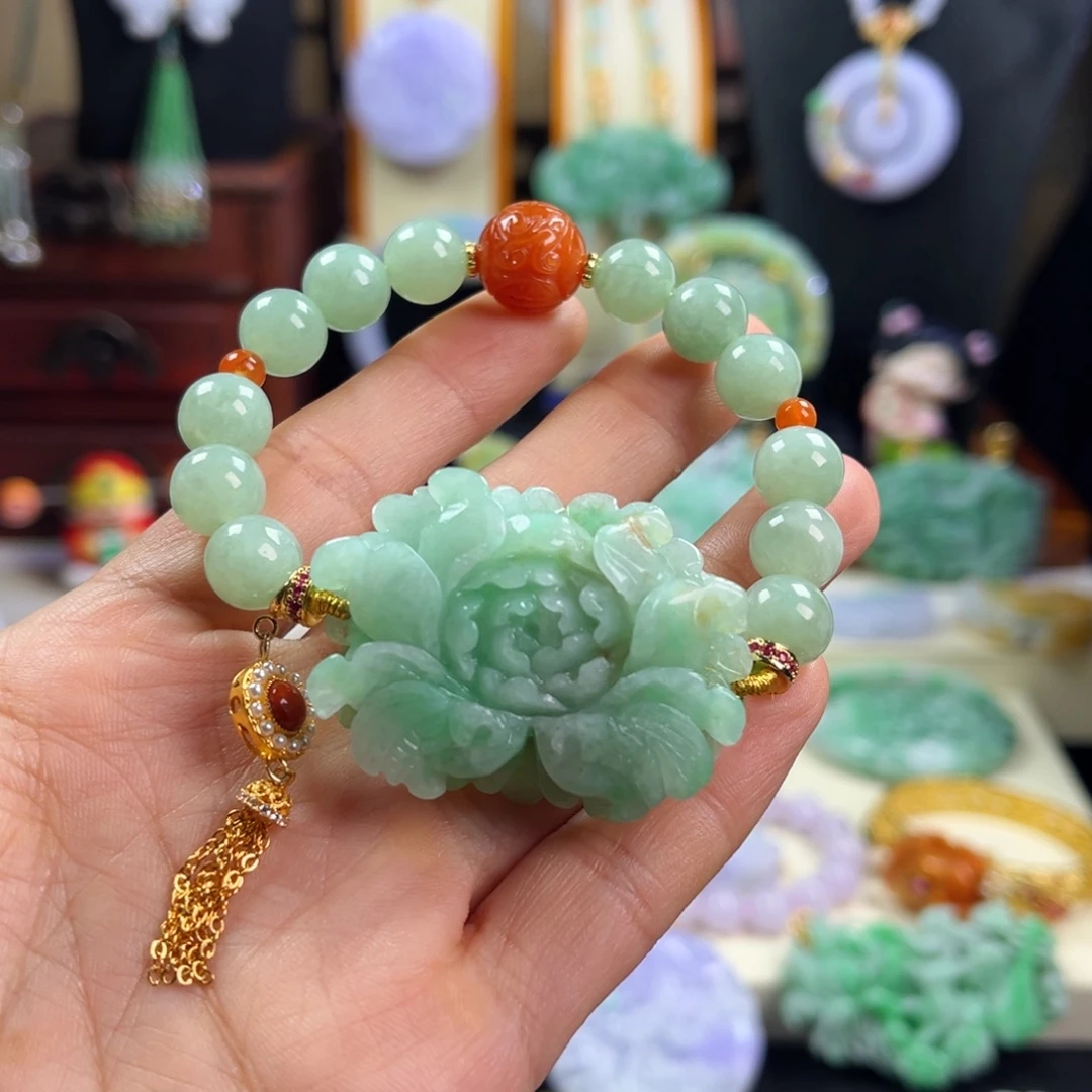 颈饰未镶嵌翡翠天然翡翠手链