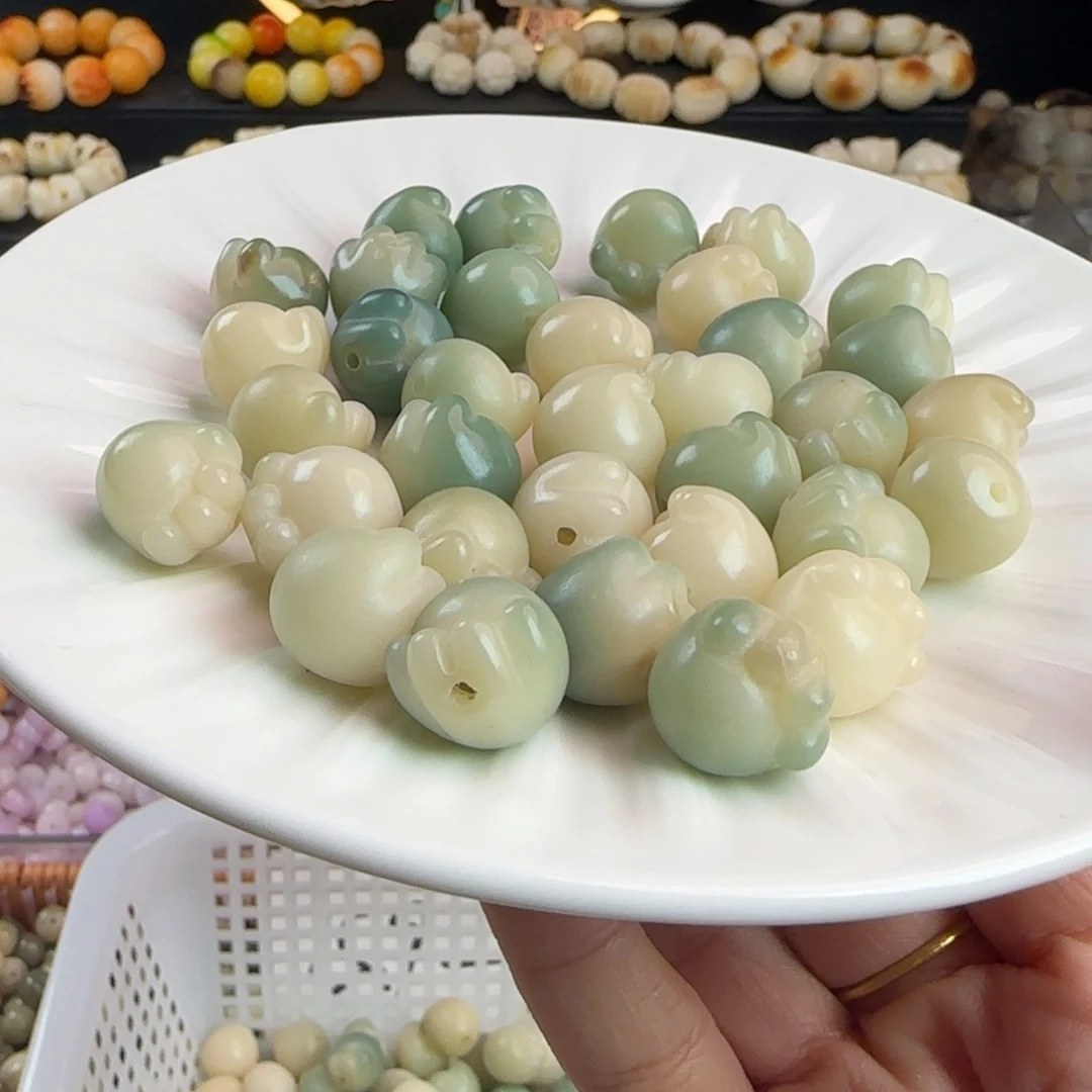 菩提根/象牙果手串瑕疵卡15果冻绿猫爪30颗不挑瑕疵