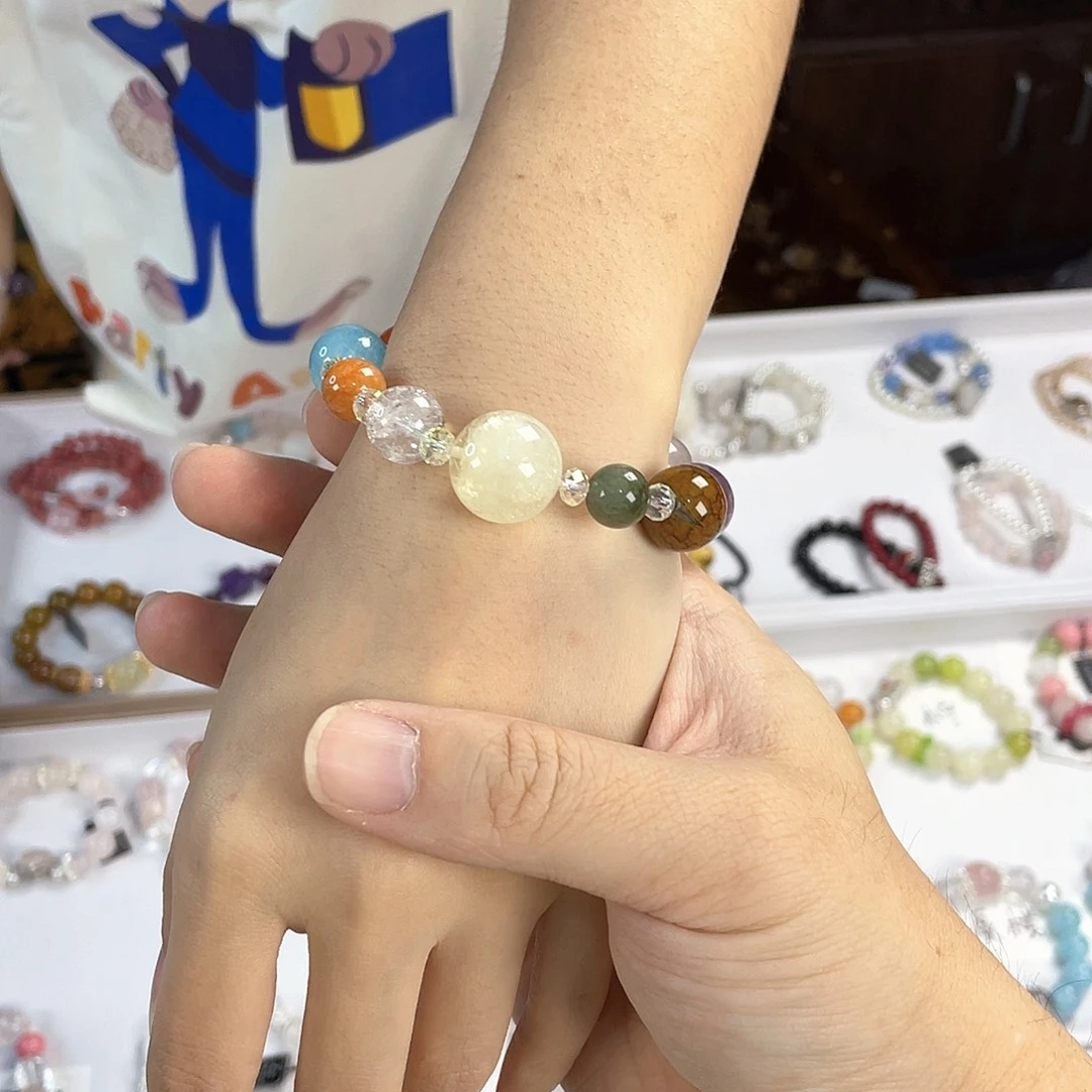 水晶手链银S925镀金镶嵌