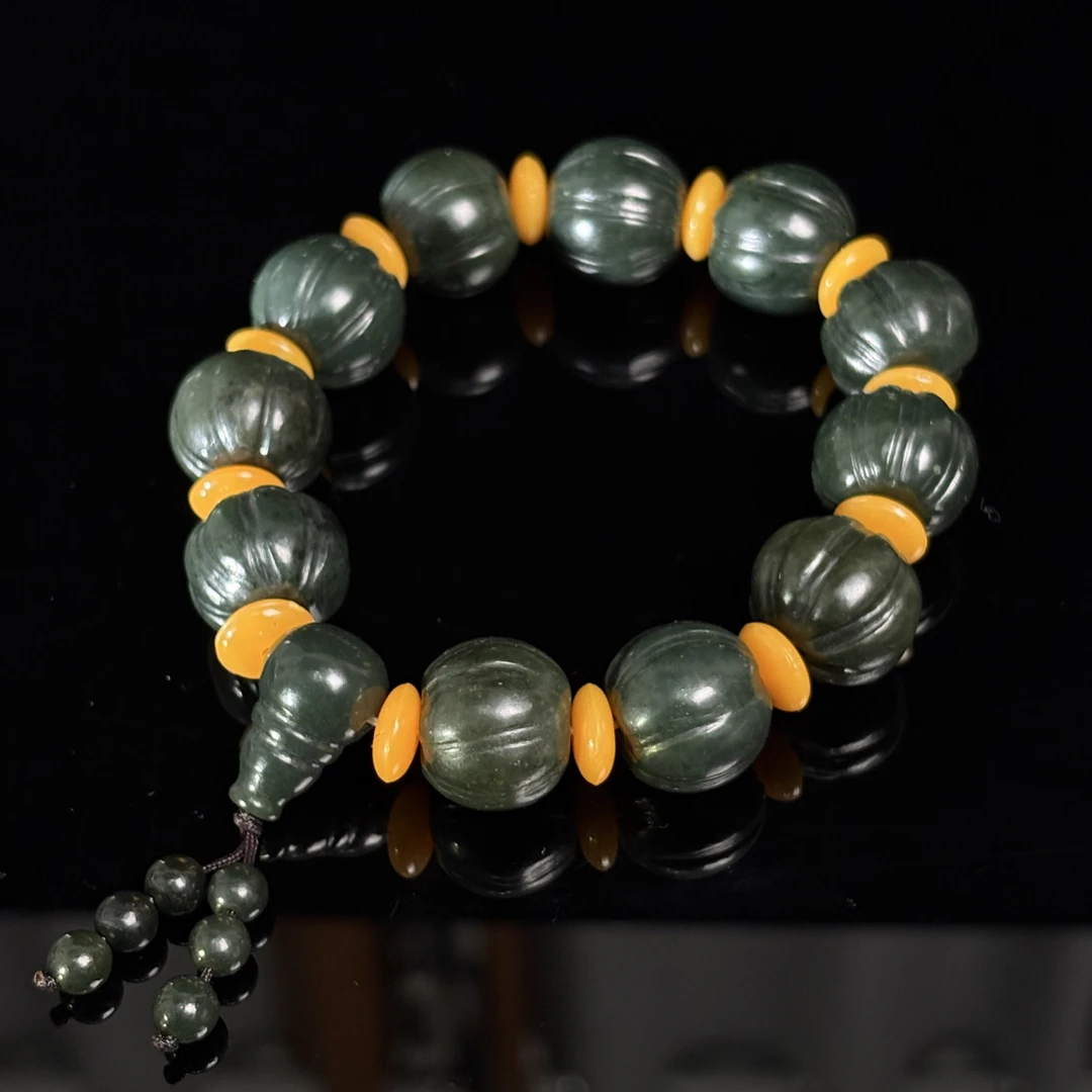 LOT025新疆和田玉青玉手串/ZS260303