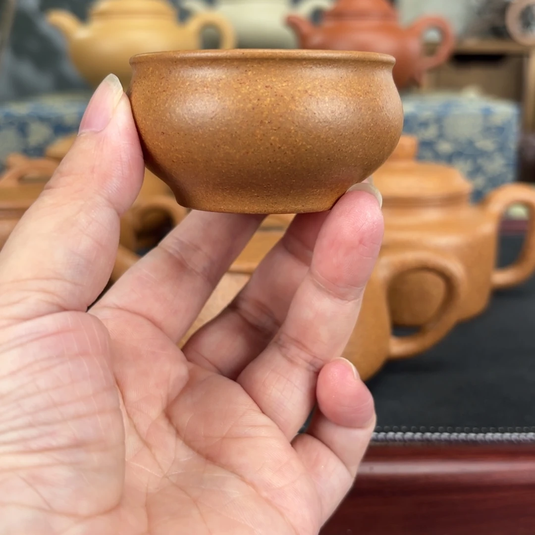 看***界茶壶紫砂仿古杯4个