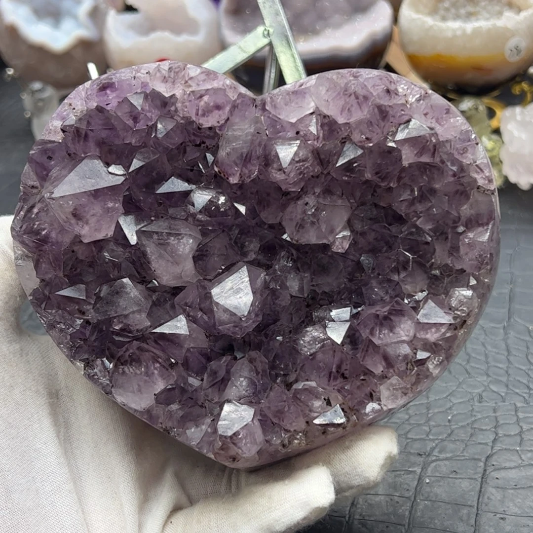 珠宝半成品未镶嵌水晶紫水大牙带钛爱心46